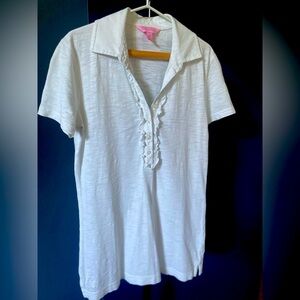 Lilly Pulitzer Women’s Slub Cotton Collared Tee, Size XS- New Condition